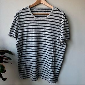 BANANA REPUBLIC Men’s Striped 100% Cotton Soft Wash Gray Short Sleeve Tee